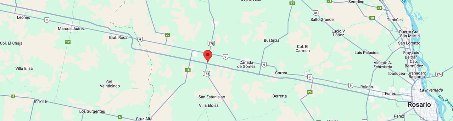 Mapa con la ubicación de Agroactiva 2026 en la Ruta Nacional 178