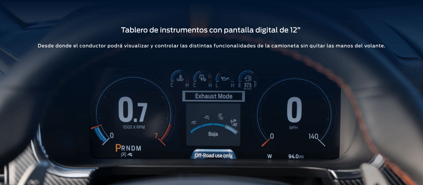 Tablero de instrumentos de la F-150 Raptor