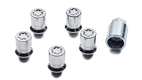 Kit 5 Tuercas de Seguridad Cromadas con 1 Llave