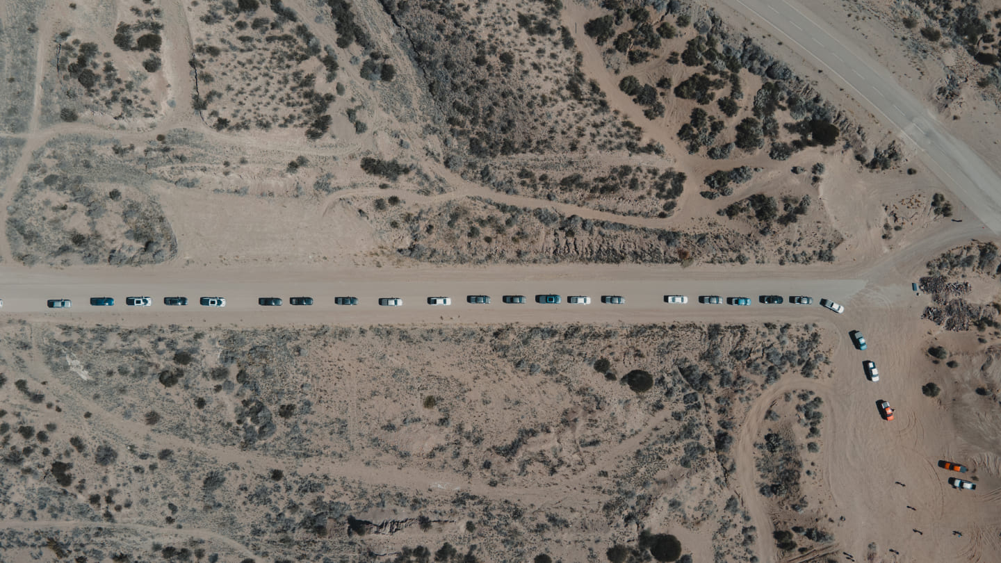 Vista cenital de camionetas Ranger