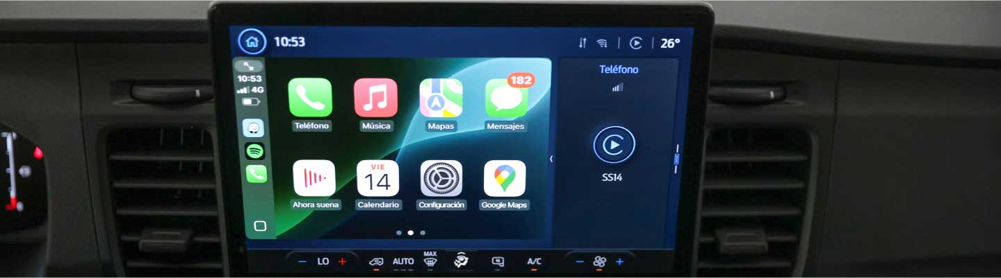 Pantalla con conectividad FordPass de la Transit Minibus