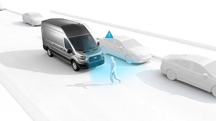 Ford Transit Van con asistente de frenado automático con detección de peatones