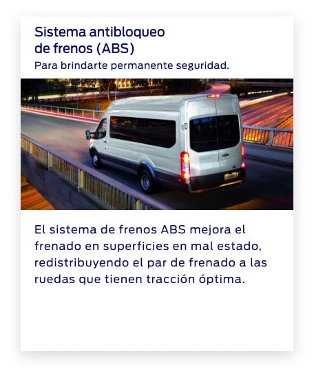 Conocé las principales características de tu próxima Ford Transit - Sistema antibloqueo de frenos (ABS).