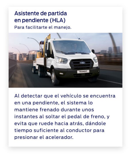 Conocé las principales características de tu próxima Ford Transit - Asistente de partida en pendiente (HLA).