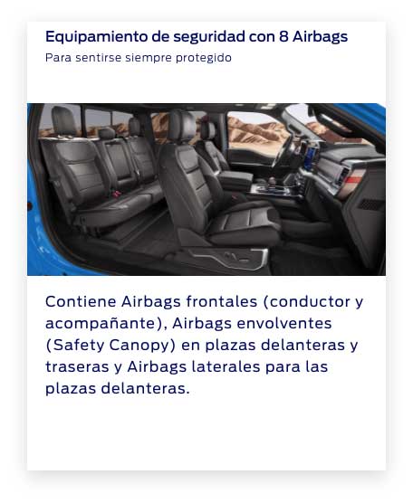 Interior de la F-150 Raptor con 8 airbags
